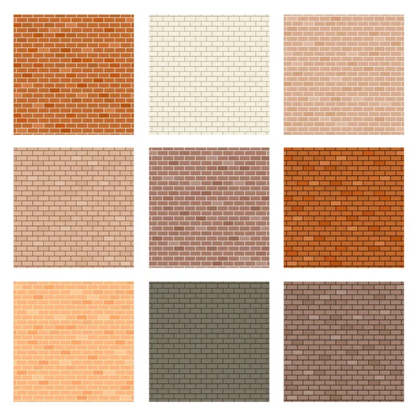 Brick Wall Seamless Set Collection — Stock Vector