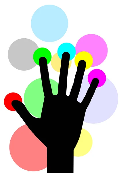 Main Sur Fond Cercles Colorés — Image vectorielle