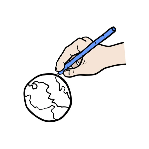 Small World Drawing Vector Illustration — Vector de stock