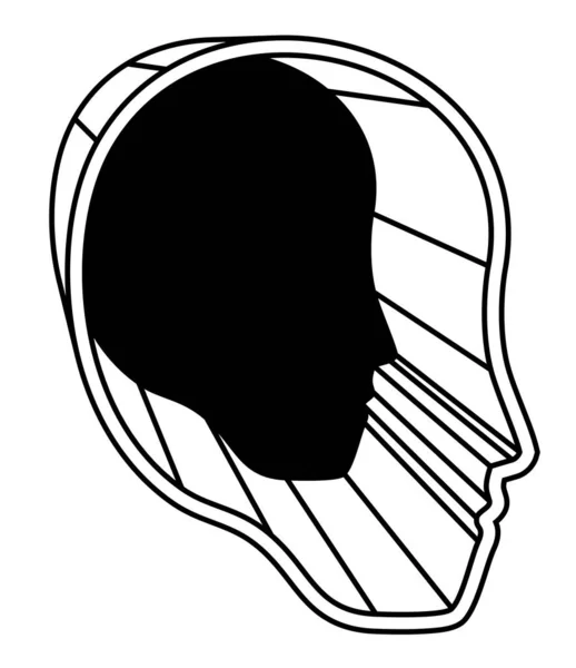 Ikona Ludzkiej Głowy Ilustracja Zarysu — Wektor stockowy