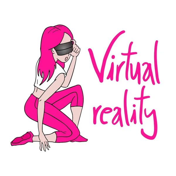 Mujer Con Gafas Realidad Virutal — Archivo Imágenes Vectoriales