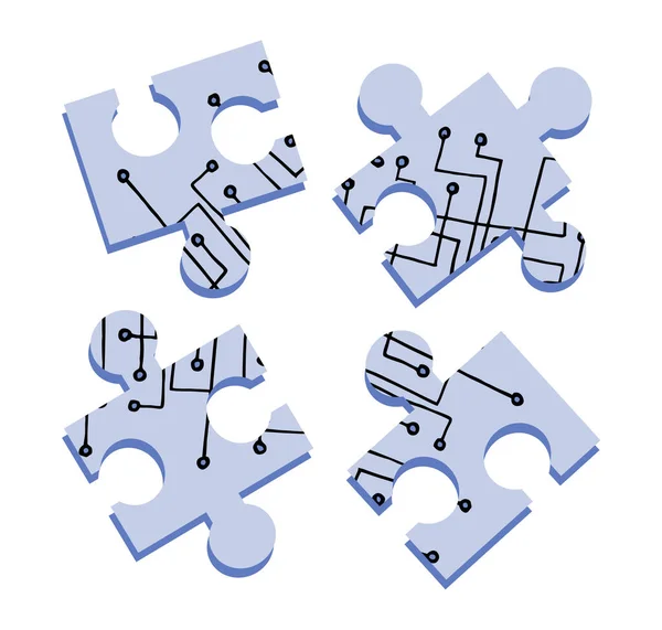 Technische Puzzel Vector Illustratie — Stockvector