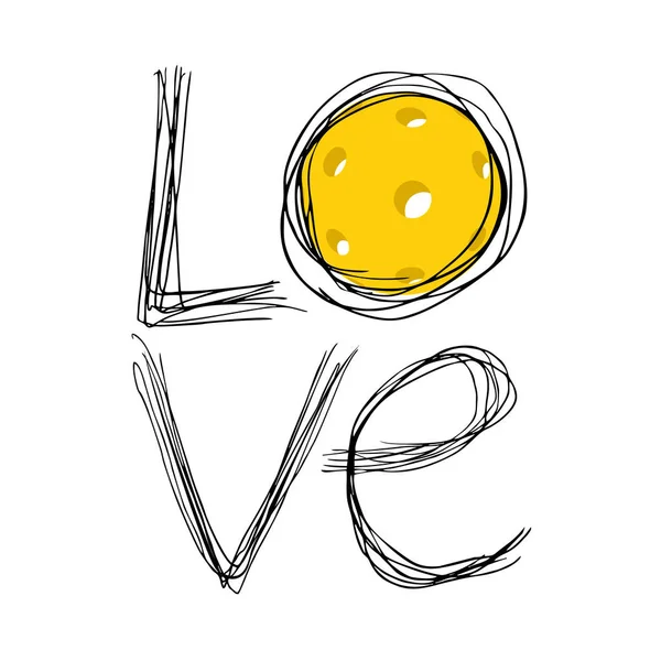 Amore Pickleball Simbolo Disegno Vettoriale Illustrazione — Vettoriale Stock