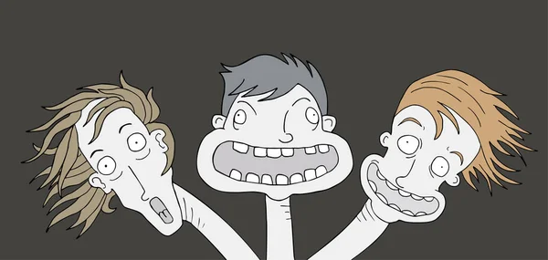 Divertido Tres Amigos Ilustración — Vector de stock