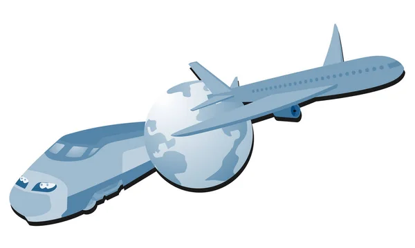 Blue World Travel Icon Vector Illustration — Stock Vector