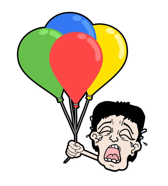 Visage Cri Avec Des Ballons — Image vectorielle