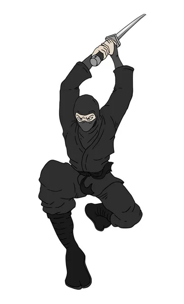 Ninja Ataque Desenhar Ilustração Vetorial —  Vetores de Stock