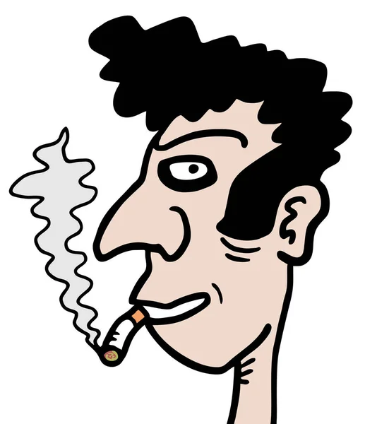 Sigaralı Çizimi Çizgi Karakterin Vektör Çizimi — Stok Vektör
