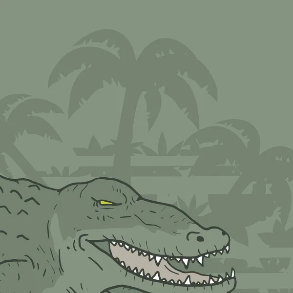 Scene Crocodile Vector Illustration — Stock Vector