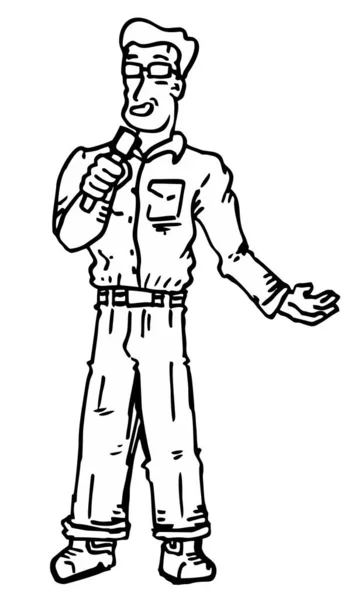 Ilustração Vetorial Canto Personagens Cômicos Desenhados Mão — Vetor de Stock