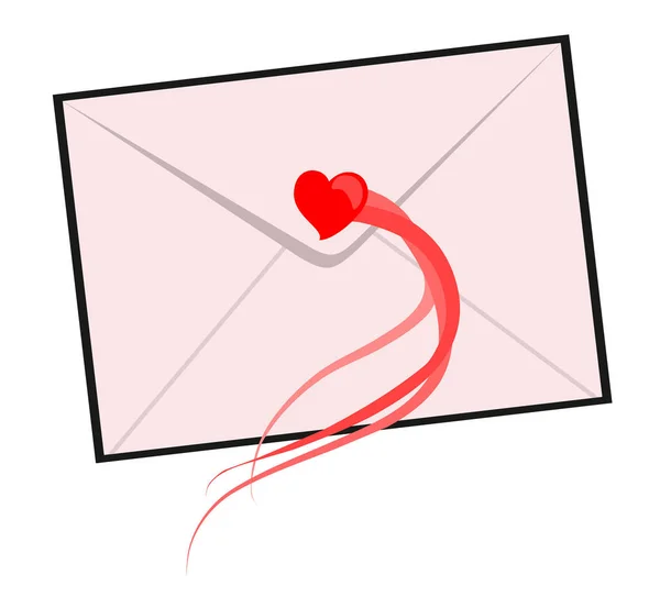 Brief Mit Rotem Herz Vektorabbildung — Stockvektor