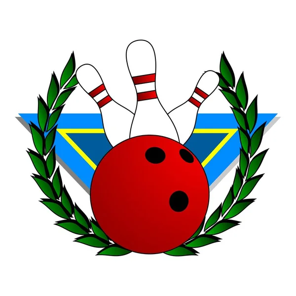 Palla Bowling Con Sfondo Rosso Bianco — Vettoriale Stock