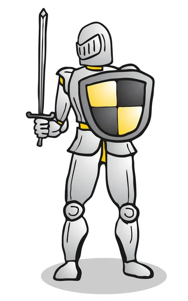 Personaje Dibujos Animados Caballero Con Una Espada — Vector de stock