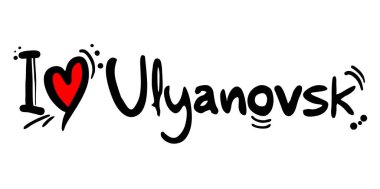 Ulyanovsk şehri aşk vektör illüstrasyonu