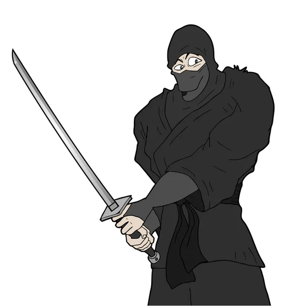 Fuerte Ilustración Vectorial Ninja — Vector de stock