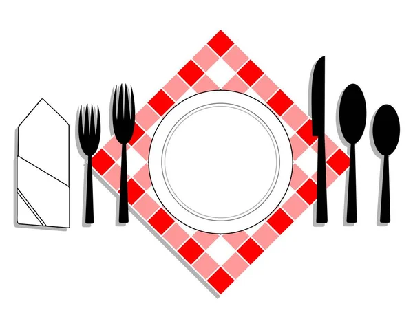 叉子和勺子加餐巾 — 图库矢量图片