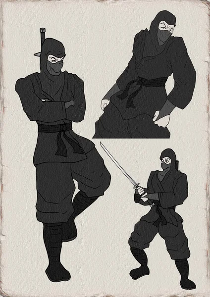 Ninja Illustratie Tekening — Stockfoto