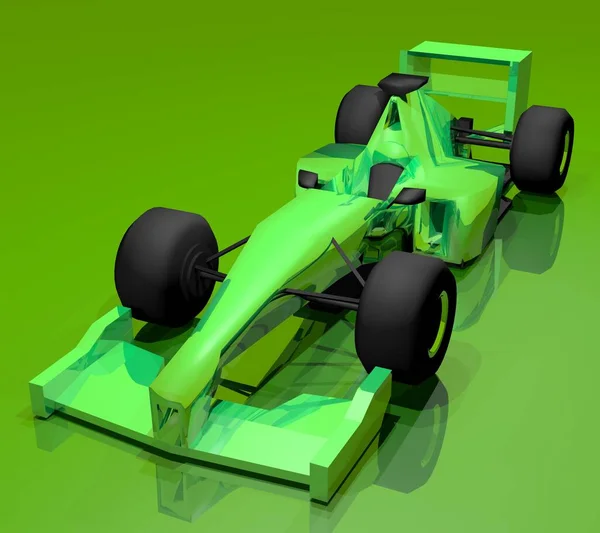 绿色方程式汽车3D图解 — 图库照片