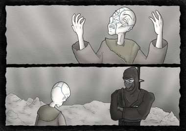 Bilge yaşlı adam sahnesinin güzel bir görüntüsü.