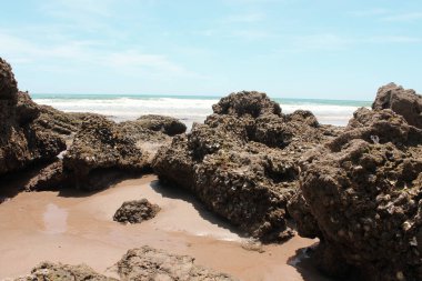 Güzel kayalık plaj bölgesinin NIce görüntüsü