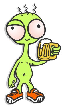 Yaratıcı uzaylı desing bira içmek