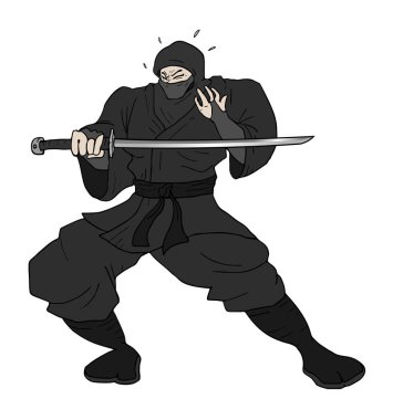Siyah ninja çekilişinin yaratıcı karalaması