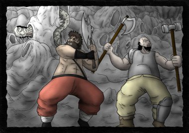 Fantasy çizgi roman canavar sahnesinin güzel bir görüntüsü.