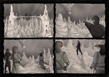 Zindan sahnesi illüstrasyonundaki güzel karakterler.