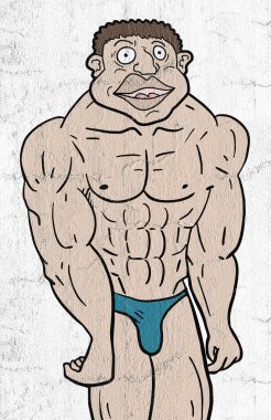 Komik kaslı vücudun güzel bir görüntüsü.