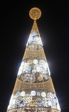 Noel ağacı ışıklandırmalı güzel bir fotoğraf.