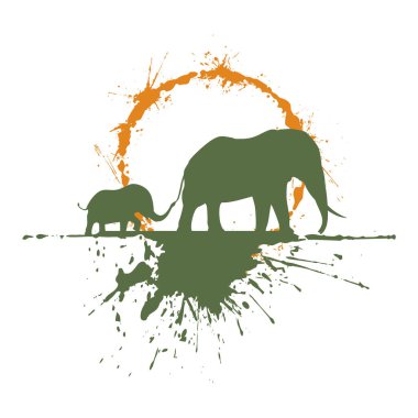 Desgn of mother elephant with her son