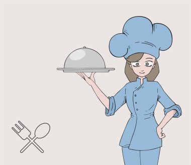 Kadın şefin güzel resmi.