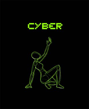 Siber kadın illüstrasyonunun yaratıcı tasarımı