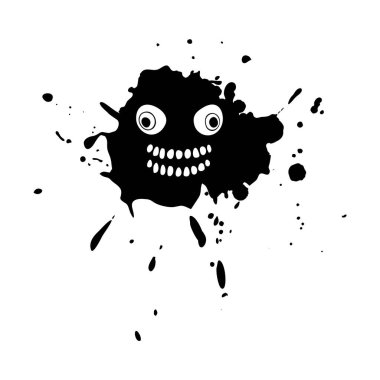 Mürekkep lekesi üzerinde yaratıcı canavar yüzü