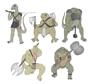 Sürüngen savaşçılarının dizaynı.