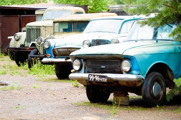 Carros Retro Cor Azul Soviético — Fotografia de Stock