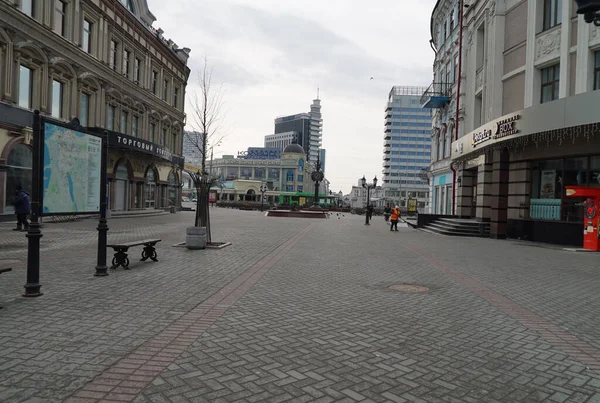 Θέα Του Κρεμλίνου Καζάν Από Την Οδό Bauman Φωτογραφία Τραβήχτηκε — Φωτογραφία Αρχείου