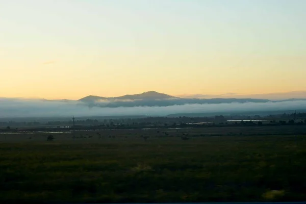 Fog Field Sunset — Stock Photo, Image