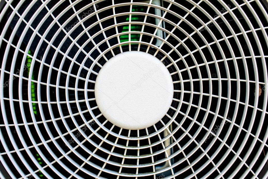 Close-up of white metal air conditioner