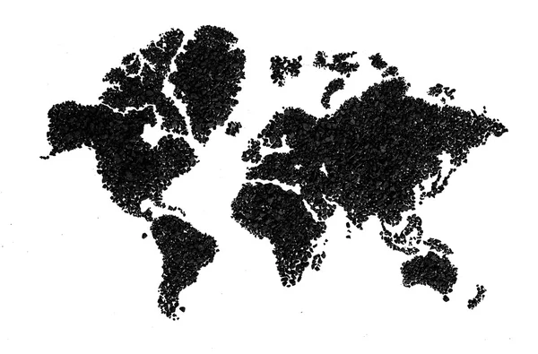 土や砂利、白いバック グラウンドの分離で作られた世界地図 — ストック写真