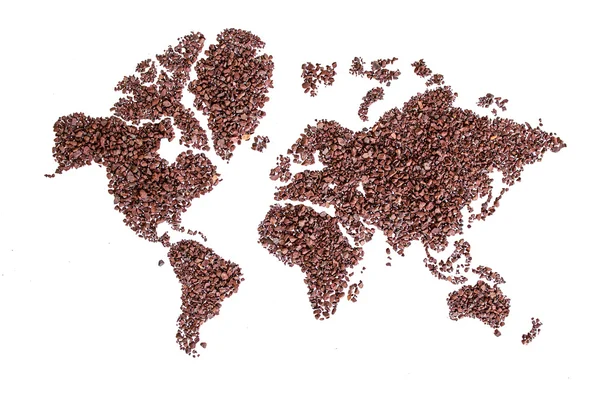 World map made of soil or gravel , isolated on white back ground — Stock Photo, Image