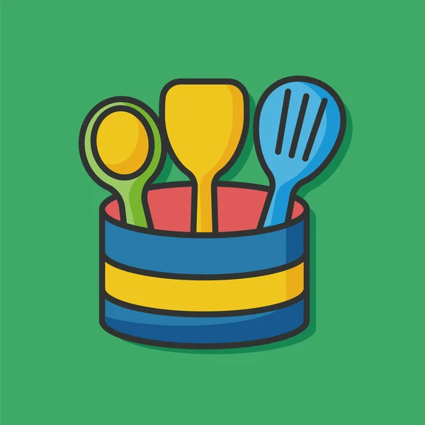 Cuchara de utensilios de cocina y espátula icono — Archivo Imágenes Vectoriales