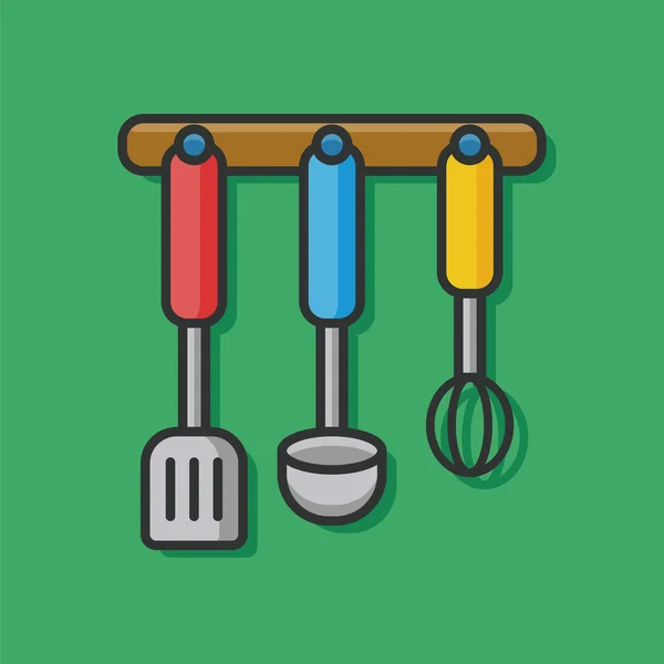 Colher de utensílios de cozinha e ícone Spatula —  Vetores de Stock