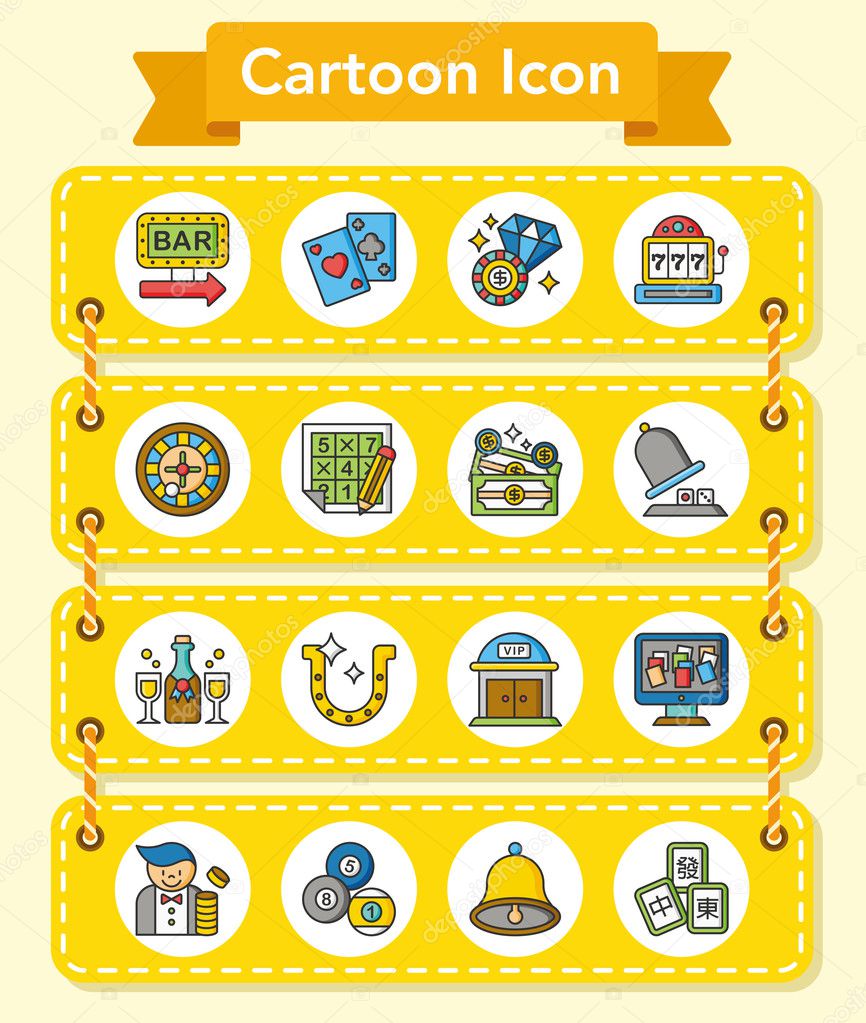 Icon set casino vector