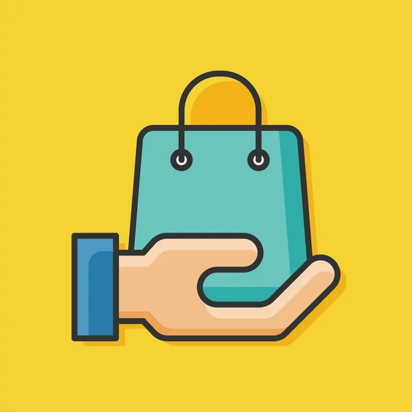Shopping sac papier couleur ligne icône — Image vectorielle