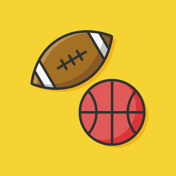 American Football und Basketball Farbe Linie Symbol — Stockvektor