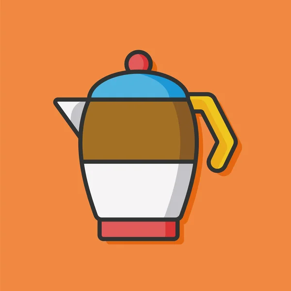 Кофеварка чайник цвет линии значок — стоковый вектор