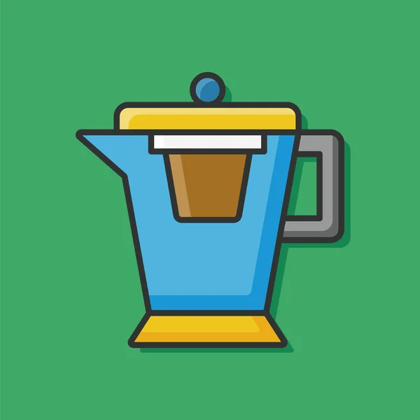 Cafetera hervidor color línea icono — Vector de stock