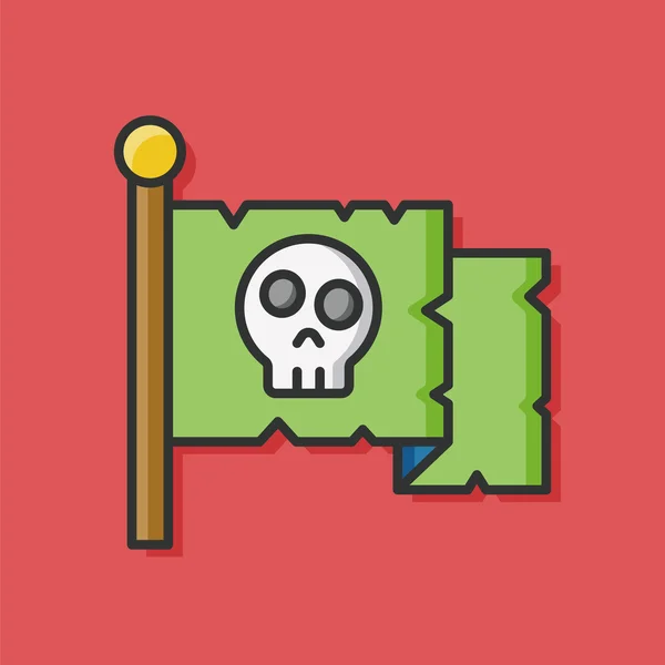 Bandera pirata icono plano — Vector de stock