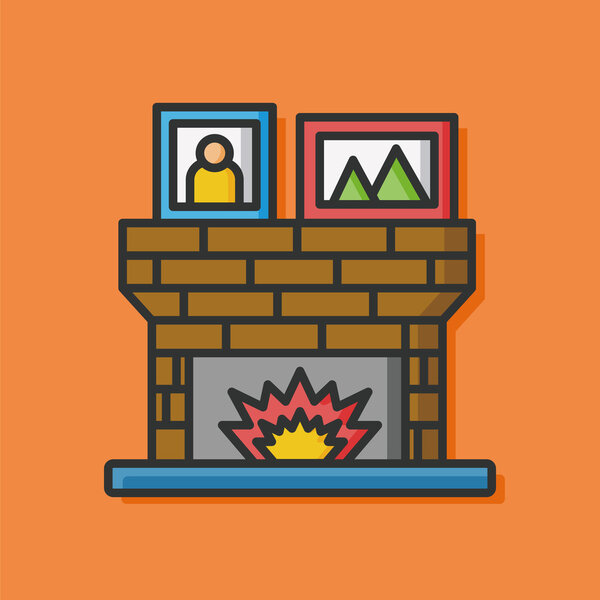Fireplace flat icon vector
